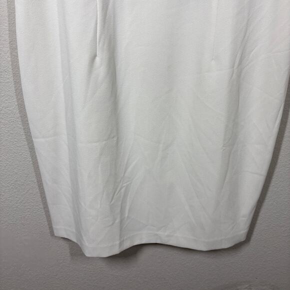 Kasper Plus 22W Pencil Sheath Dress White Parchment Black Hourglass Sleeveless - Picture 7 of 9